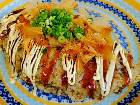 お好み焼き風☆オム卵かけご飯